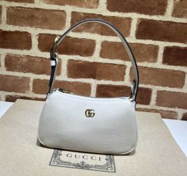 Gucci Aphrodite Hobo Shoulder Bag with Double G White Leather 739076