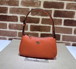 Gucci Aphrodite Hobo Shoulder Bag with Double G Orange Leather 739076