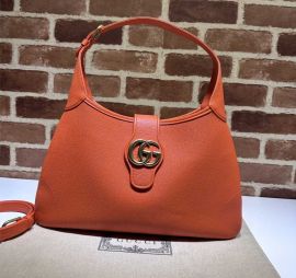 Gucci Aphrodite Medium Hobo Shoulder Bag with Double G Orange Soft Leather 726274