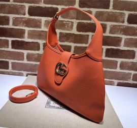 Gucci Aphrodite Medium Hobo Shoulder Bag with Double G Orange Soft Leather 726274