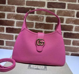 Gucci Aphrodite Medium Hobo Shoulder Bag with Double G Pink Soft Leather 726274