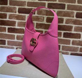 Gucci Aphrodite Medium Hobo Shoulder Bag with Double G Pink Soft Leather 726274