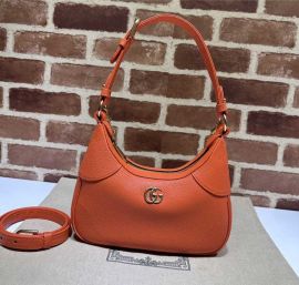 Gucci Aphrodite Small Leather Hobo Shoulder Bag Orange 731817