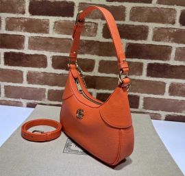 Gucci Aphrodite Small Leather Hobo Shoulder Bag Orange 731817