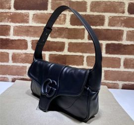 Gucci Aphrodite Small Soft Leather Shoulder Bag Black 767226