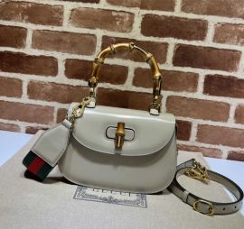 Gucci Bamboo 1947 Small Top Handle Bag Gray Leather 675797