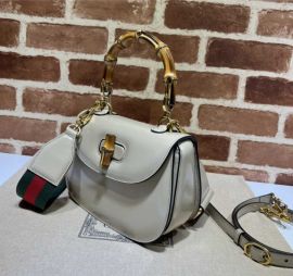 Gucci Bamboo 1947 Small Top Handle Bag Gray Leather 675797