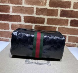 Gucci Black GG Crystal Canvas Toiletry Case with Web 759689