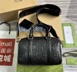 Gucci Black GG Embossed Leather Duffle Shoulder 725292
