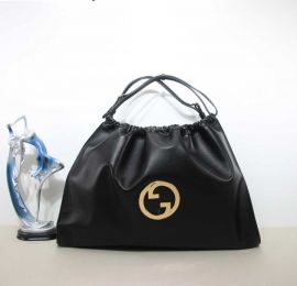 Gucci Blondie Large Tote Shoulder Bag with Interlocking G Black Leather 747372