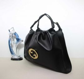 Gucci Blondie Large Tote Shoulder Bag with Interlocking G Black Leather 747372