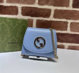 Gucci Blondie Medium Chain Wallet Light Blue Leather 725219