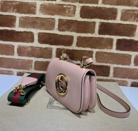 Gucci Blondie Mini Shoulder Bag with Round Interlocking G Pink Leather 698643