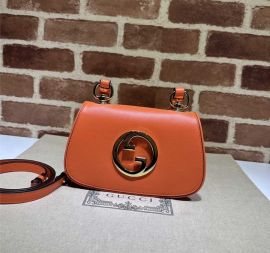 Gucci Blondie Mini Shoulder Bag with Interlocking G Orange Leather 724645