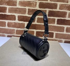 Gucci Blondie Mini Shoulder Bag with Round Interlocking G Black Leather 760170