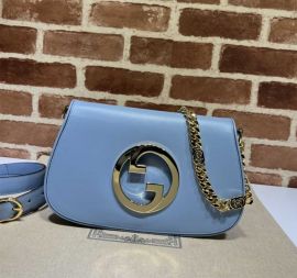 Gucci Blondie Shoulder Bag with Interlocking G Light Blue Leather 699268