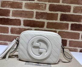 Gucci Blondie Small Shoulder Crossbody Leather Bag with Interlocking G White 742360