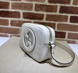 Gucci Blondie Small Shoulder Crossbody Leather Bag with Interlocking G White 742360