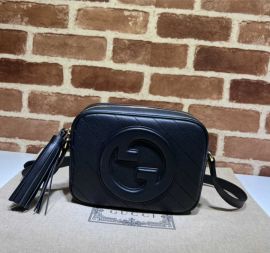 Gucci Blondie Small Shoulder Crossbody Leather Bag with Interlocking G Black 742360