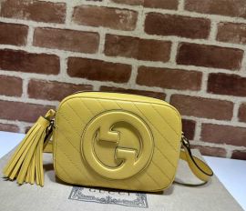 Gucci Blondie Small Shoulder Crossbody Leather Bag with Interlocking G Yellow 742360