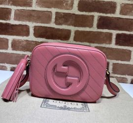 Gucci Blondie Small Shoulder Crossbody Leather Bag with Interlocking G Pink 742360