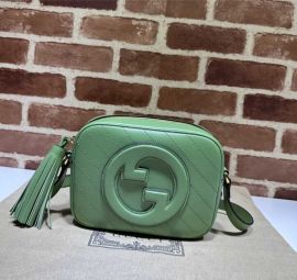 Gucci Blondie Small Shoulder Crossbody Leather Bag with Interlocking G Green 742360 