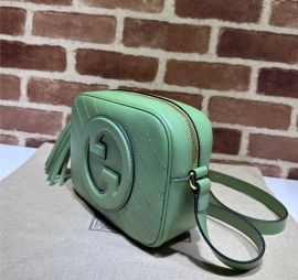 Gucci Blondie Small Shoulder Crossbody Leather Bag with Interlocking G Green 742360 