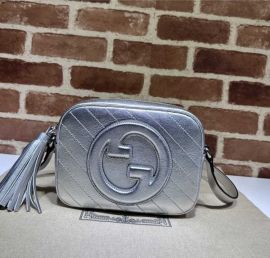 Gucci Blondie Small Shoulder Crossbody Leather Bag with Interlocking G Silver 742360