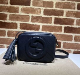 Gucci Blondie Small Shoulder Crossbody Leather Bag with Interlocking G Navy Blue 742360
