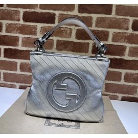 Gucci Blondie Small Tote Shoulder Bag Silver Leather 751518