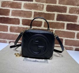 Gucci Blondie Top Handle Bag with Interlocking G Black Leather 744434 