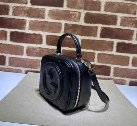 Gucci Blondie Top Handle Bag with Interlocking G Black Leather 744434 