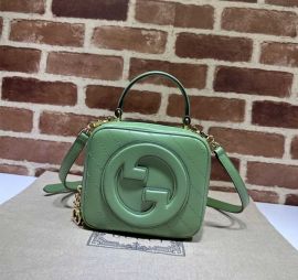 Gucci Blondie Top Handle Bag with Interlocking G Green Leather 744434