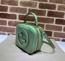 Gucci Blondie Top Handle Bag with Interlocking G Green Leather 744434
