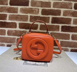 Gucci Blondie Top Handle Bag with Interlocking G Orange Leather 744434