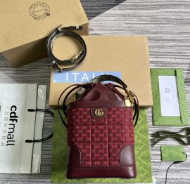 Gucci Burgundy Quilted Mini GG Canvas Bucket Shoulder Bag 752583