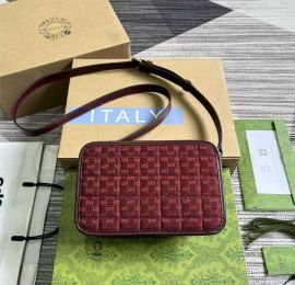 Gucci Burgundy Quilted Mini GG Canvas Shoulder Crossbody Bag 751914