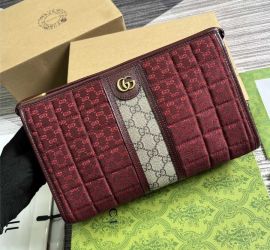 Gucci Burgundy Quilted Mini GG Canvas Pouch Bag 751912