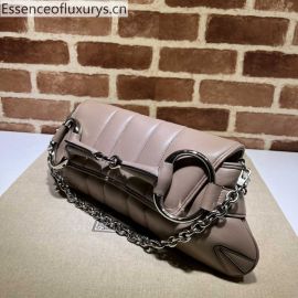 Gucci Nude Quilted Leather Horsebit Chain Large Shoulder Bag 764255