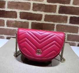 Gucci GG Marmont Matelasse Leather Chain Mini Shoulder Crossbody Bag Red 746431