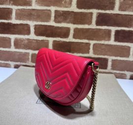 Gucci GG Marmont Matelasse Leather Chain Mini Shoulder Crossbody Bag Red 746431