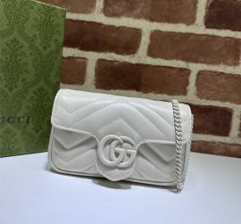 Gucci GG Marmont Super Mini Chain Shoulder Bag White Leather 476433
