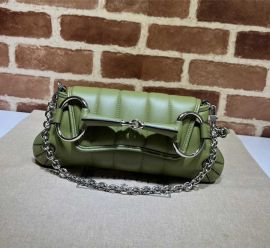 Gucci Green Quilted Leather Horsebit Chain Small Shoulder Bag 764339