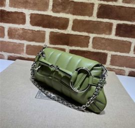 Gucci Green Quilted Leather Horsebit Chain Small Shoulder Bag 764339