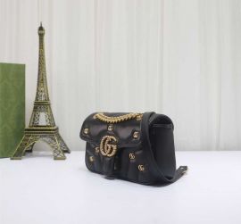 Gucci Classic GG Marmont Mini Leather Shoulder Bag with Small Double G Studs Black 446744