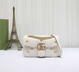 Gucci Classic GG Marmont Mini Leather Shoulder Bag with Small Double G Studs White 446744
