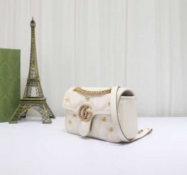 Gucci Classic GG Marmont Mini Leather Shoulder Bag with Small Double G Studs White 446744