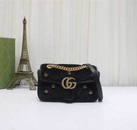 Gucci Classic GG Marmont Mini Velvet Shoulder Bag with Small Double G Studs Black 446744