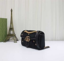 Gucci Classic GG Marmont Mini Velvet Shoulder Bag with Small Double G Studs Black 446744