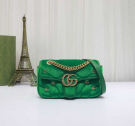 Gucci Classic GG Marmont Mini Velvet Shoulder Bag with Small Double G Studs Green 446744